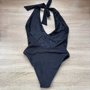 Beach Riot Frida Ribbed One-Piece Swimsuit Black Small